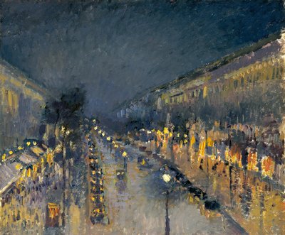 The Boulevard Montmartre at Night by Camille Jacob Pissarro